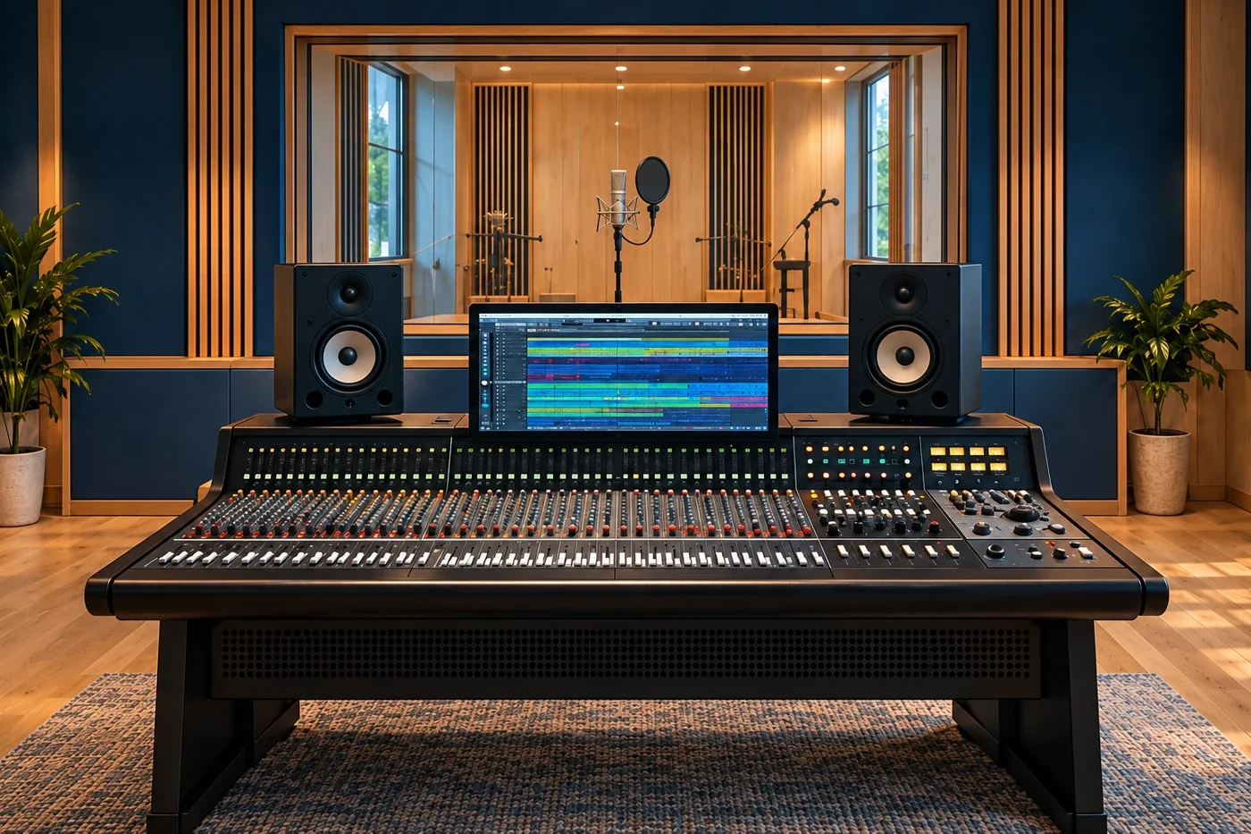 Une régie de studio d’enregistrement