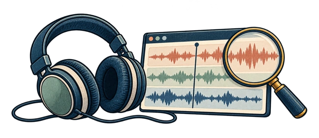 Casque, pistes audio et loupe : écouter et analyser.